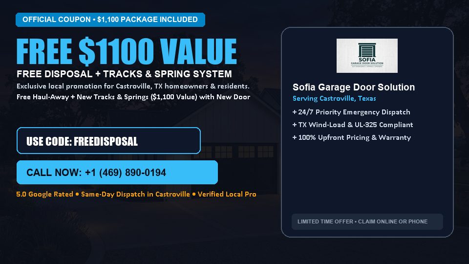 Sofia Garage Door Solution FREE Haul-Away & Heavy-Duty Tracks with New Door in Castroville, TX